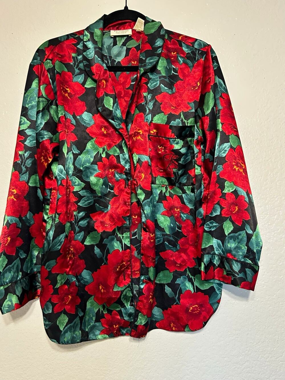 Vintage Victoria's Secret Gold Label Floral Pajama Shirt Top Small